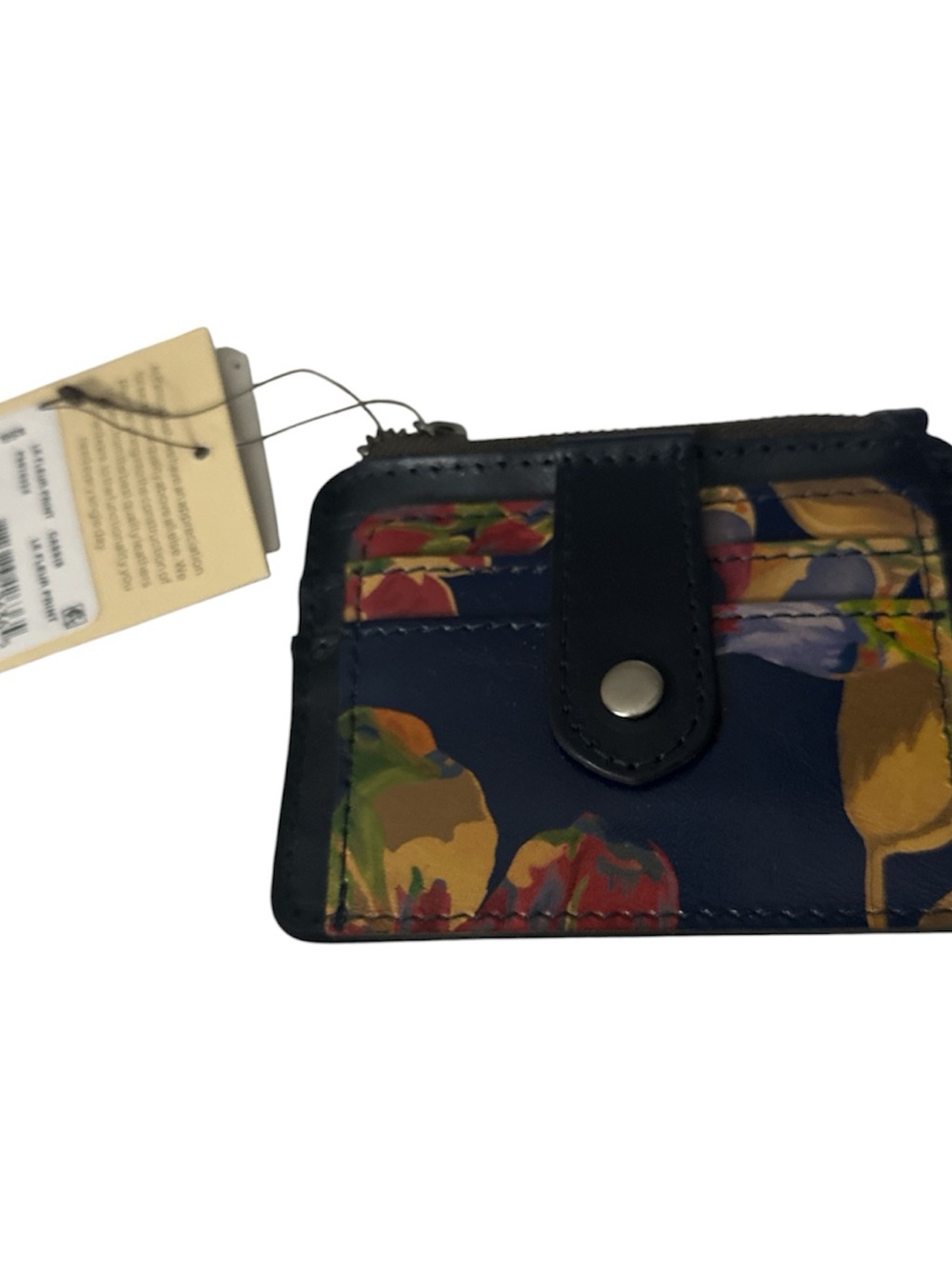 NWT Patricia Nash Navy Floral Leather Card Wallet zipper pocket le fleur nice